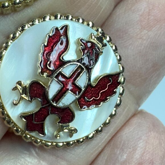 Rare Vintage 1970s Coro Screw Back Earrings Eagle Crest Mother of Pearl - Picture 4 of 5